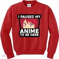 I Paused My Game To Be Here Funny Anime Kids Sweatshirt thumb 0