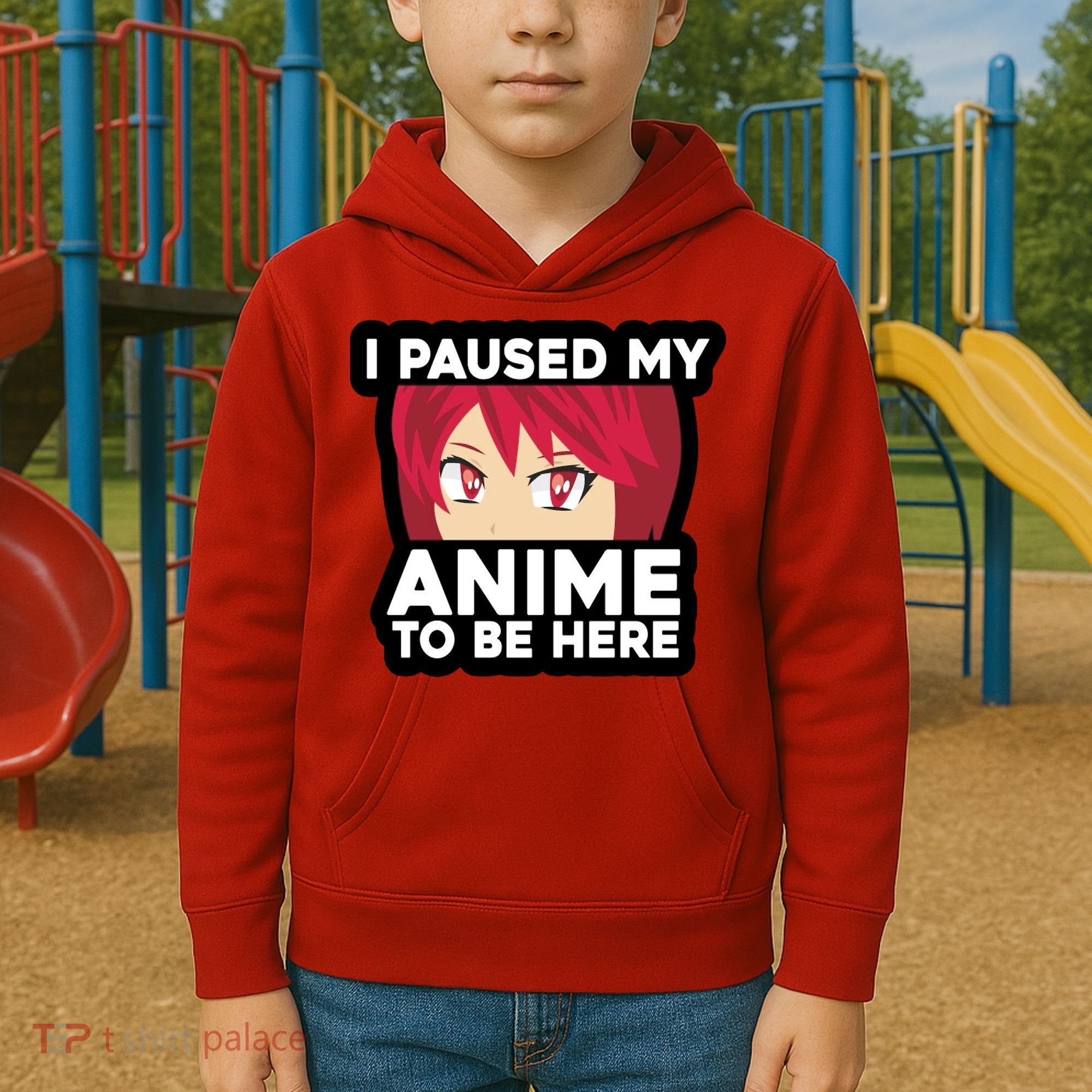 I Paused My Game To Be Here Funny Anime Kids Hoodie