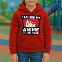 I Paused My Game To Be Here Funny Anime Kids Hoodie thumb 3