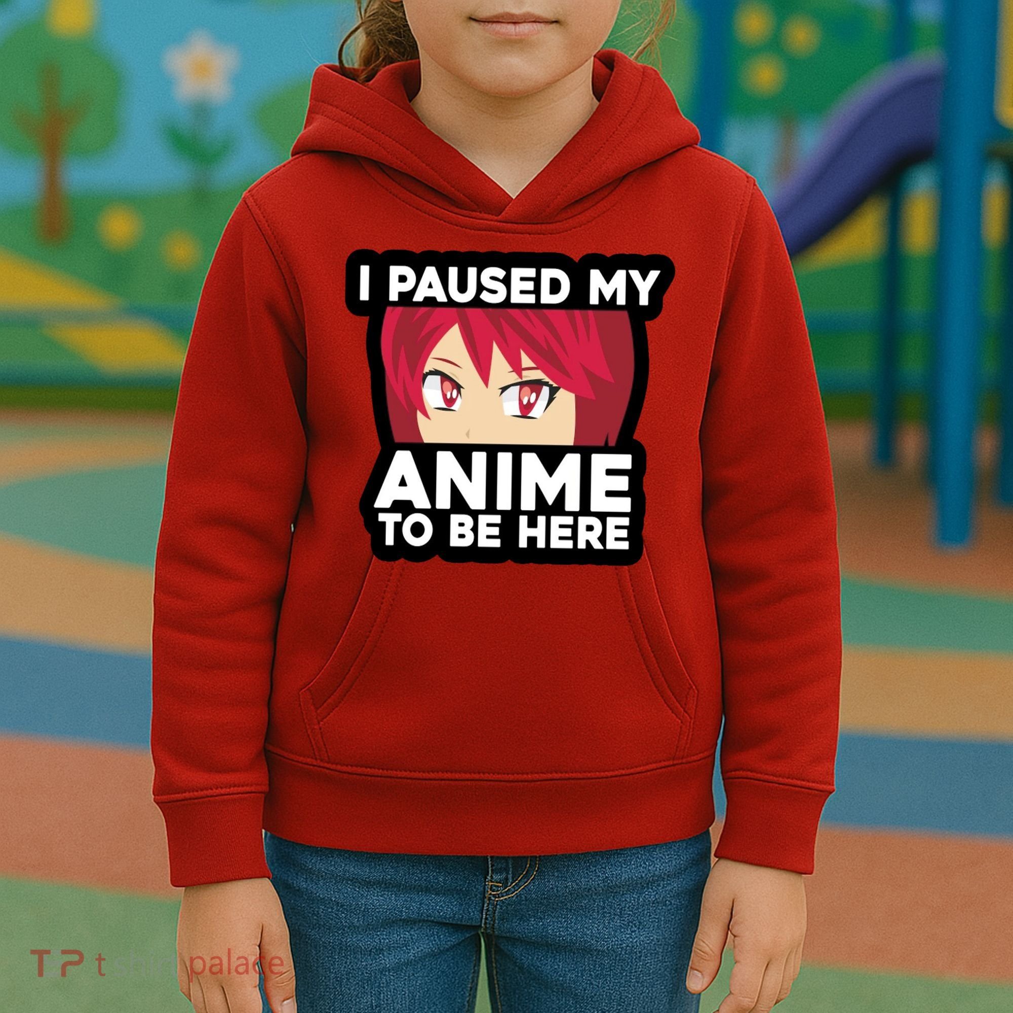 I Paused My Game To Be Here Funny Anime Kids Hoodie