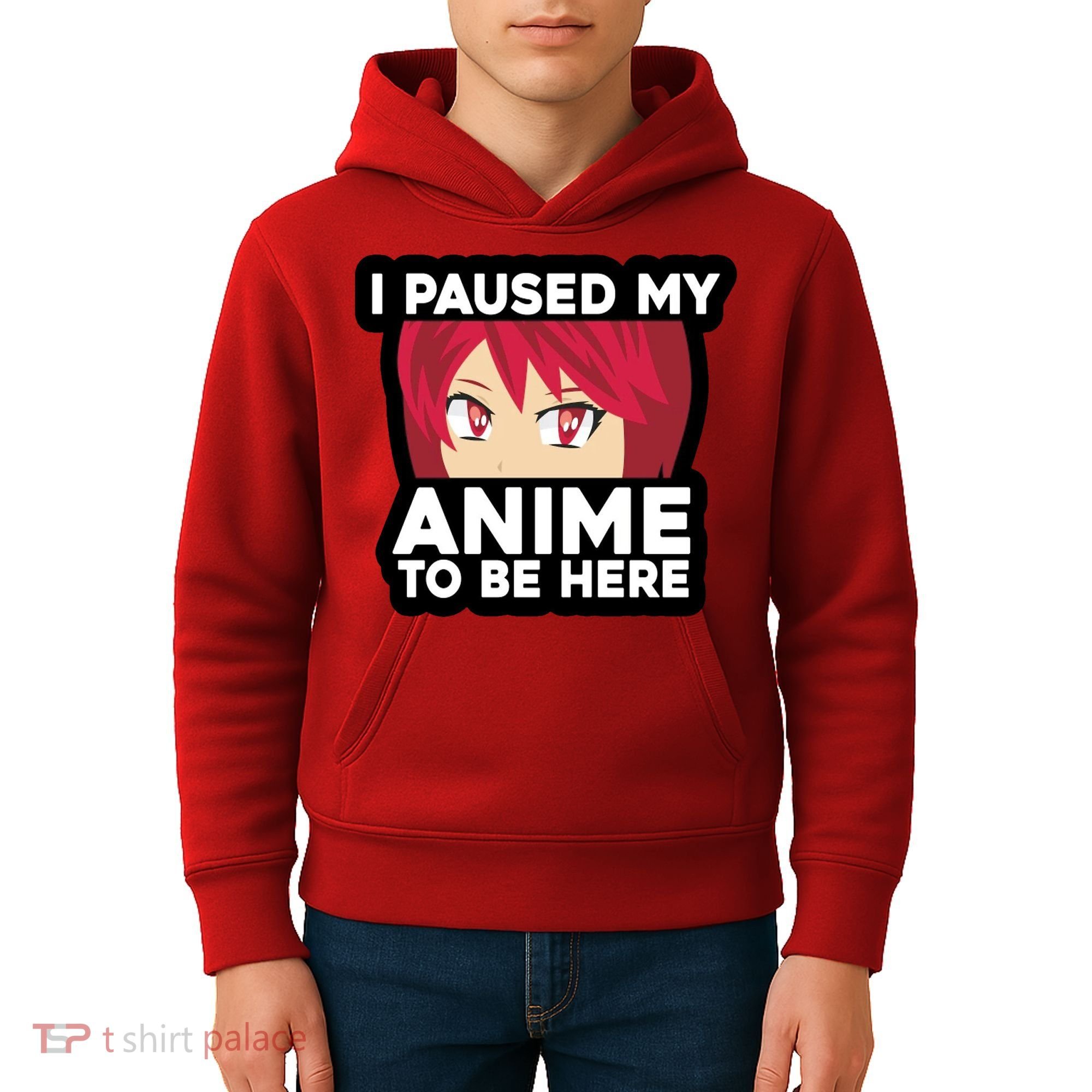 I Paused My Game To Be Here Funny Anime Kids Hoodie