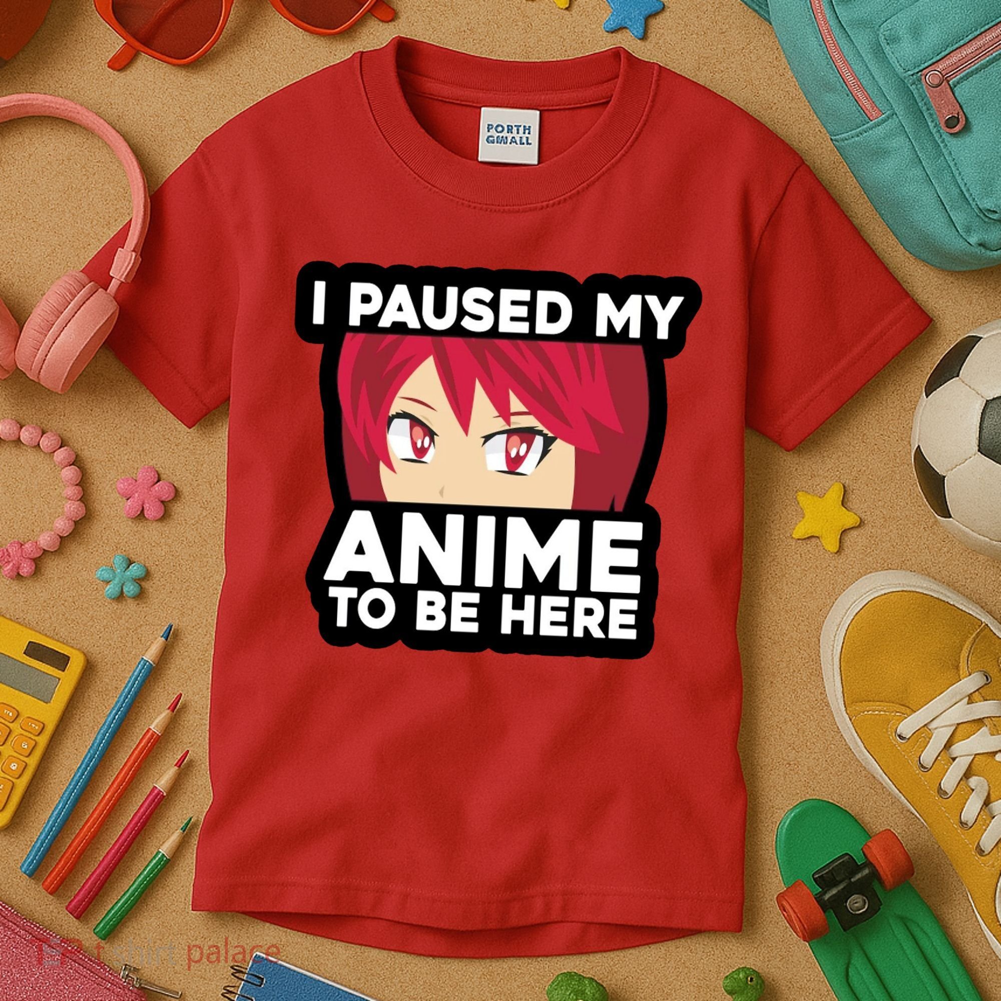 I Paused My Game To Be Here Funny Anime Kids T-Shirt