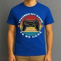 I Paused My Game To Be Here Funny Vintage Retro Video Gamer Cool Gift T-Shirt thumb 3