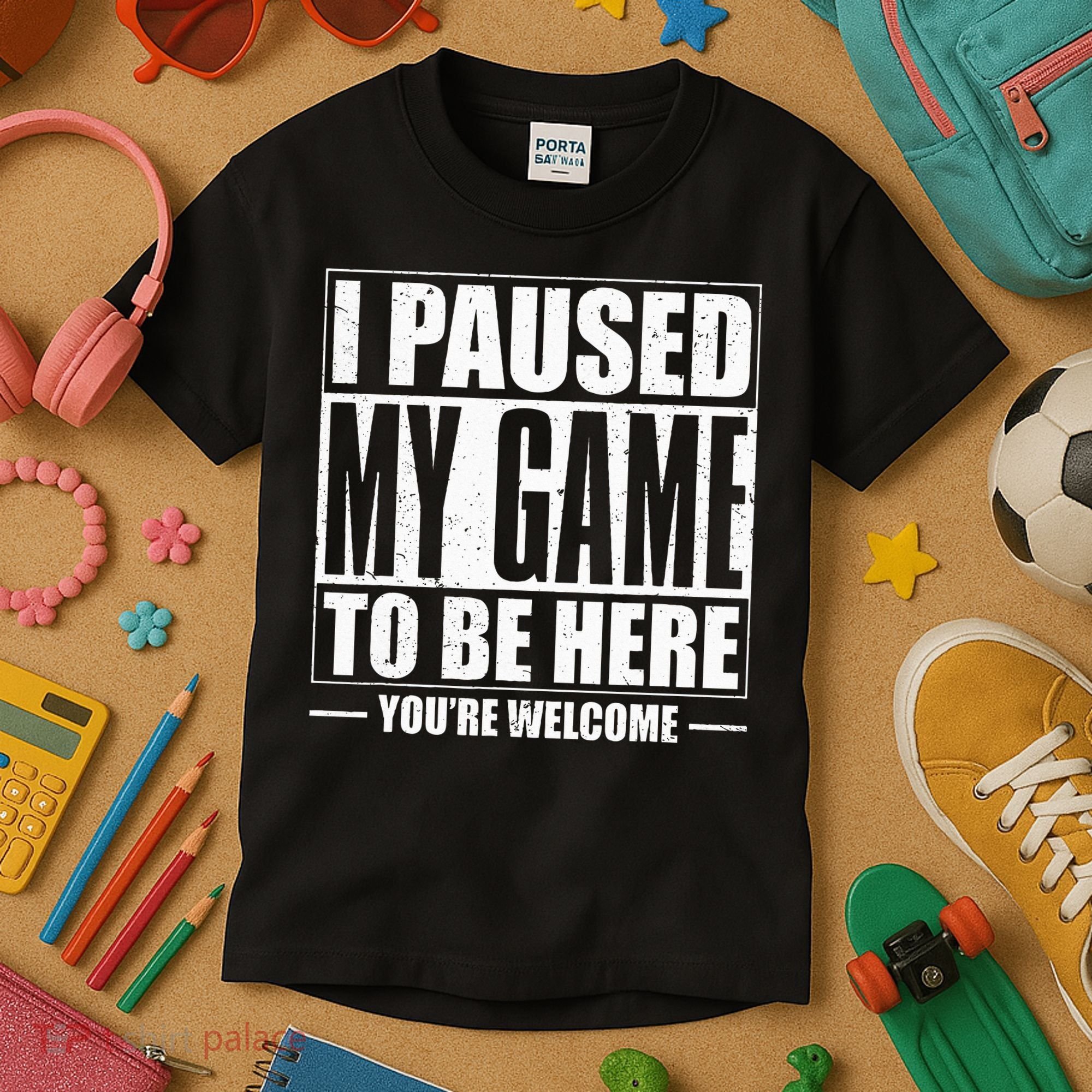 I Paused My Game to Be Here Gaming Gamer Kids T-Shirt