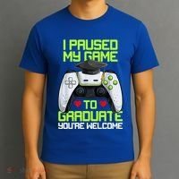 I Paused My Game To Graduate Funny Graduation Graduate Gamer T-Shirt thumb 3