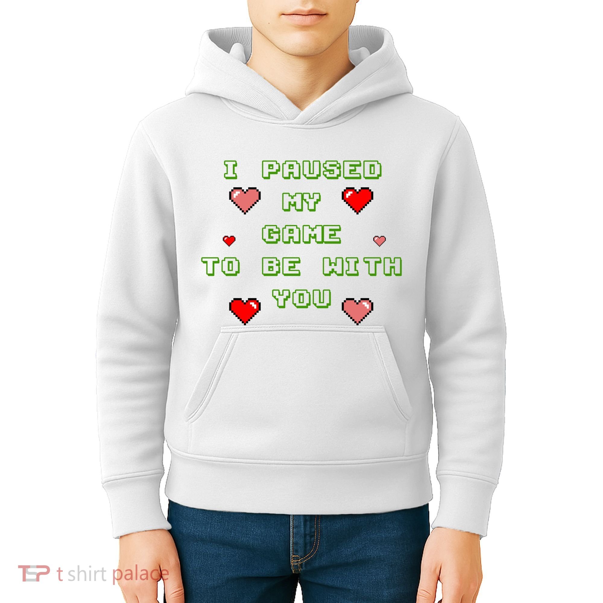 I Paused My Game To Be With You Funny Romantic Kids Hoodie