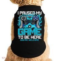 I Paused My Game To Be Here Cool Gift Funny Video Gamer Boys Gift Doggie Tank thumb 0