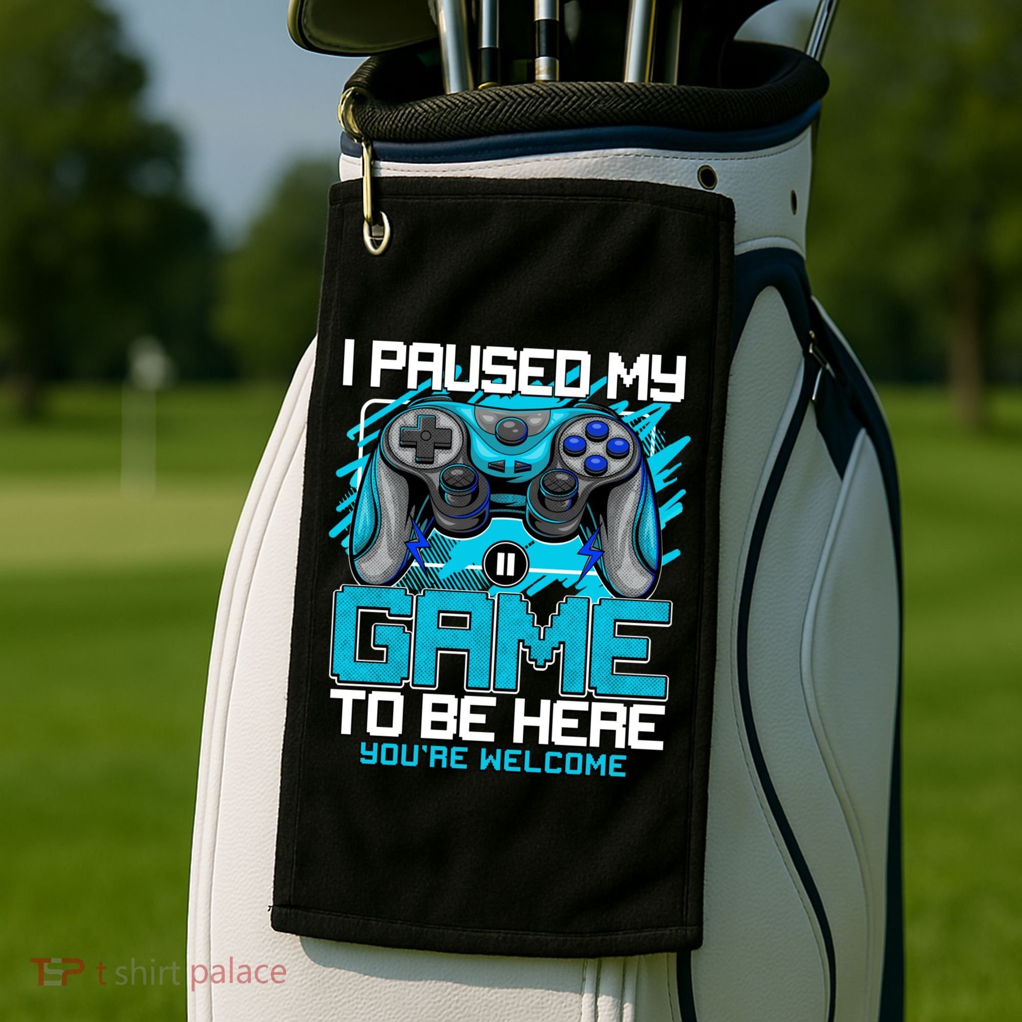I Paused My Game To Be Here Cool Gift Funny Video Gamer Boys Gift Golf Towel