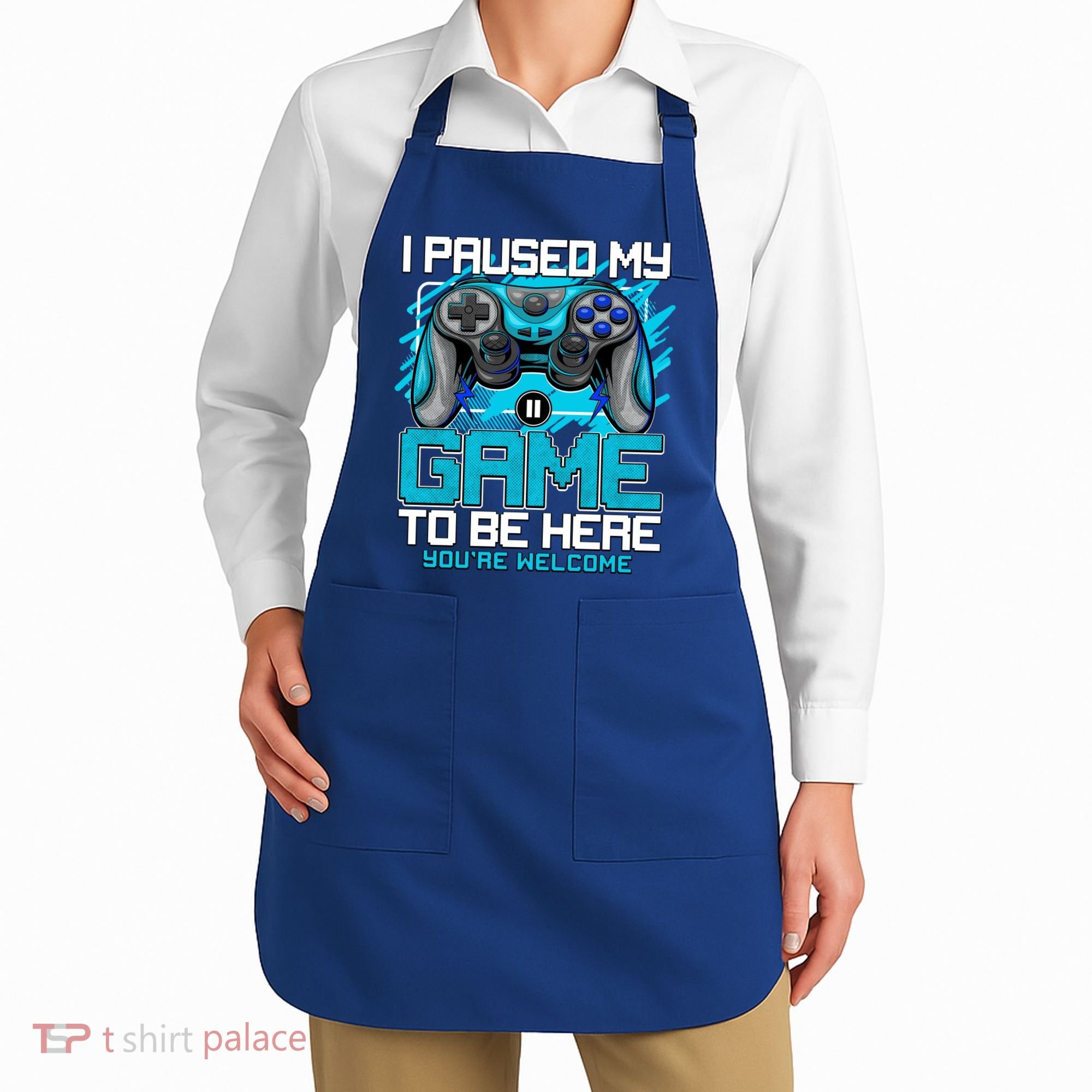 I Paused My Game To Be Here Cool Gift Funny Video Gamer Boys Gift Apron