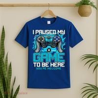 I Paused My Game To Be Here Cool Gift Funny Video Gamer Boys Gift T-Shirt thumb 2