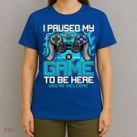 I Paused My Game To Be Here Cool Gift Funny Video Gamer Boys Gift T-Shirt thumb 4