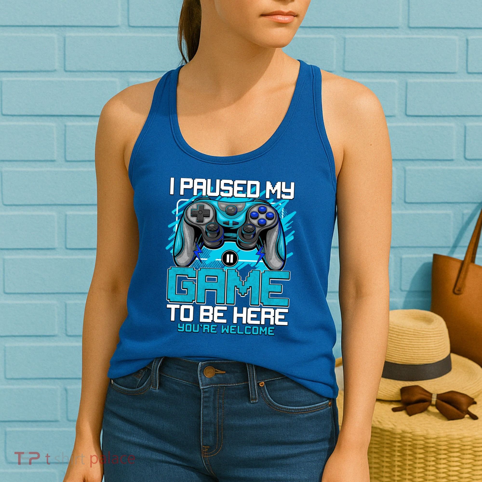 I Paused My Game To Be Here Cool Gift Funny Video Gamer Boys Gift Women's Tank Top