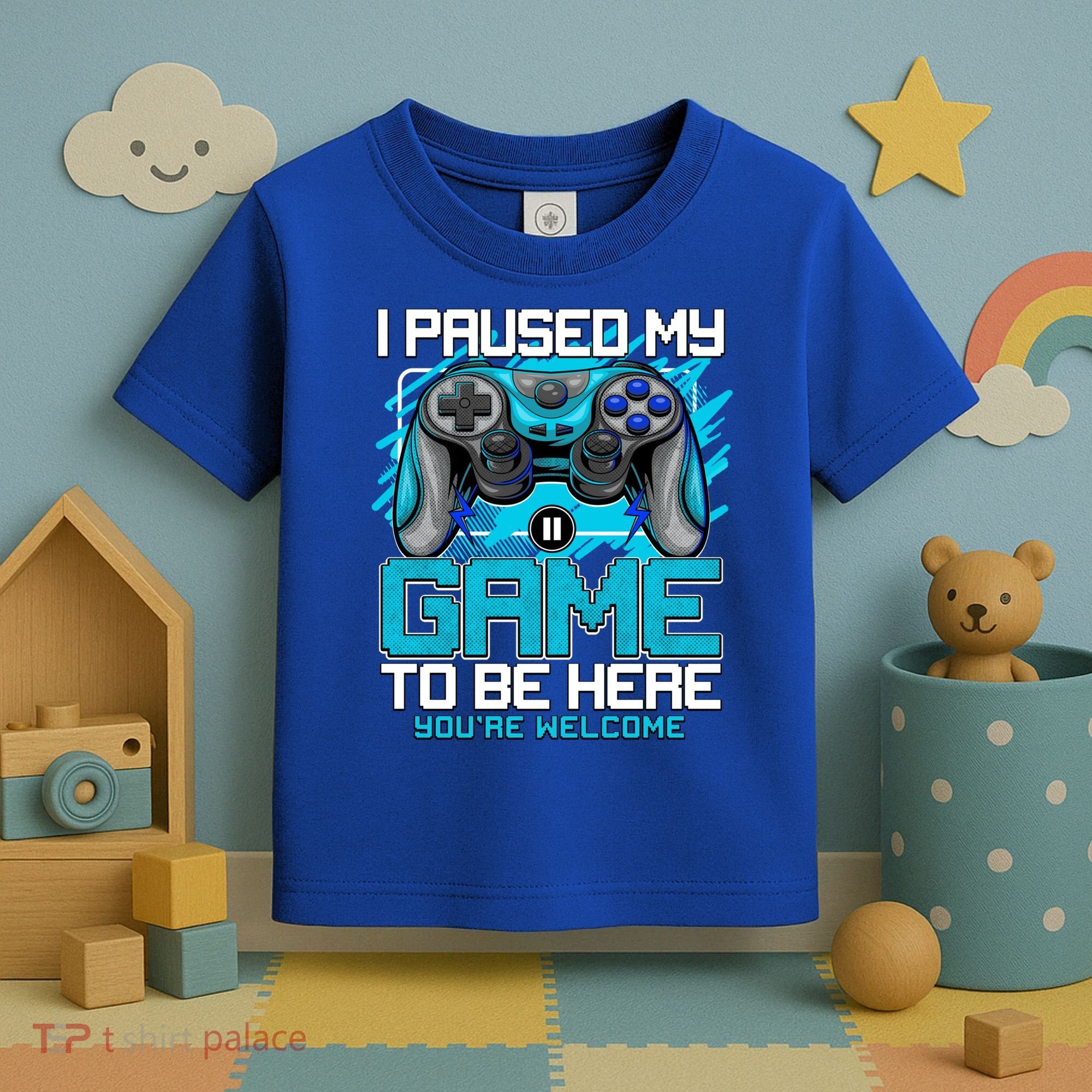 I Paused My Game To Be Here Cool Gift Funny Video Gamer Boys Gift Toddler T-Shirt