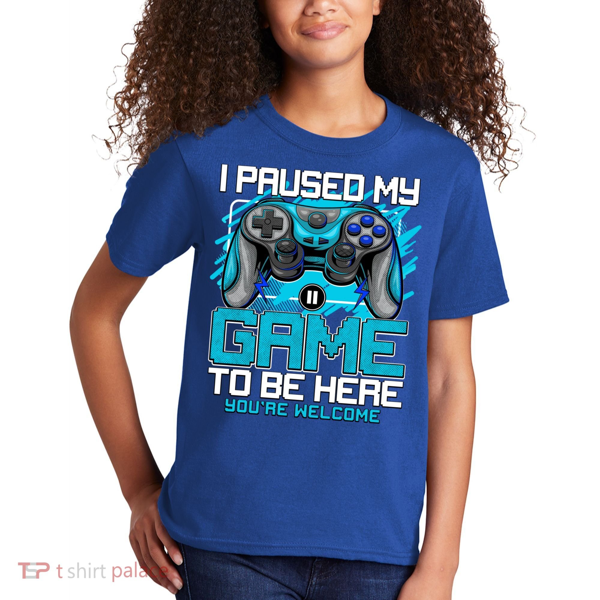 I Paused My Game To Be Here Cool Gift Funny Video Gamer Boys Gift Kids T-Shirt