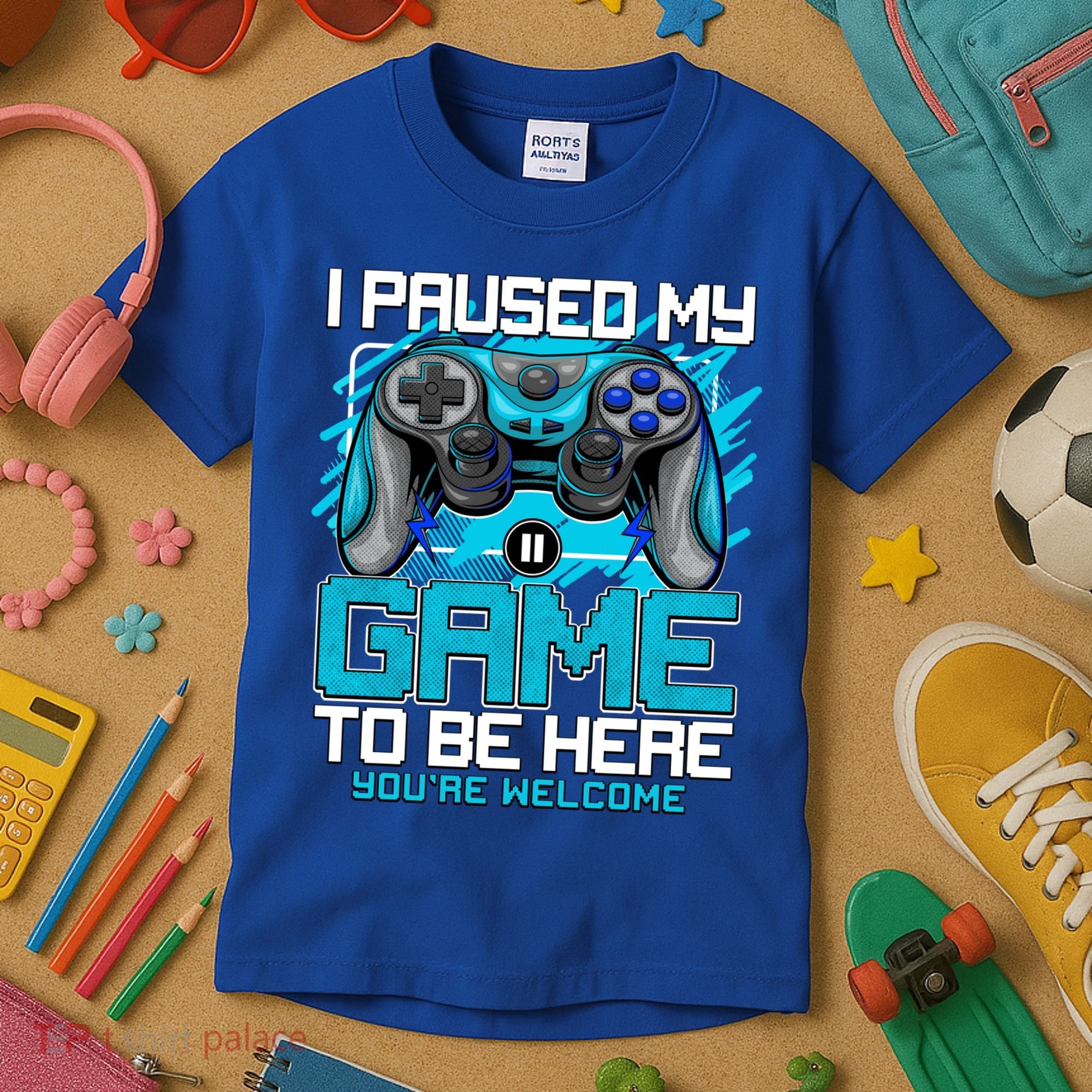 I Paused My Game To Be Here Cool Gift Funny Video Gamer Boys Gift Kids T-Shirt