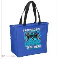I Paused My Game To Be Here Cool Gift Funny Video Gamer Boys Gift Tote Bag thumb 2