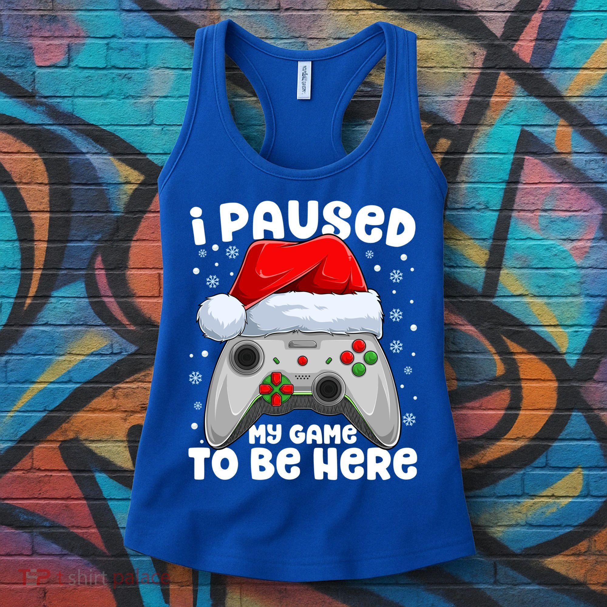 I Paused My Game Christmas Santa Video Games Xmas Gift Women's Tank Top