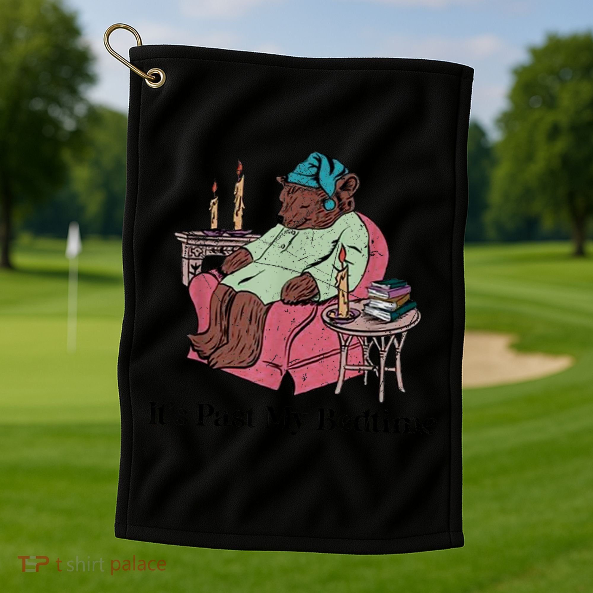 ItS Past My Bedtime Funny Bear Sleeping Golf Towel
