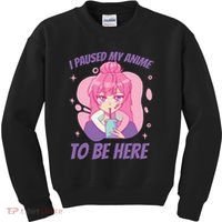 I Paused My Anime To Be Here Kids Sweatshirt thumb 0