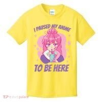 I Paused My Anime To Be Here Kids T-Shirt thumb 0