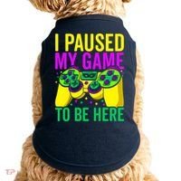 I Paused My Game To Be Here Video Game Beads Mardi Gras Doggie Tank thumb 0