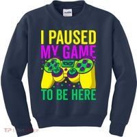 I Paused My Game To Be Here Video Game Beads Mardi Gras Kids Sweatshirt thumb 0