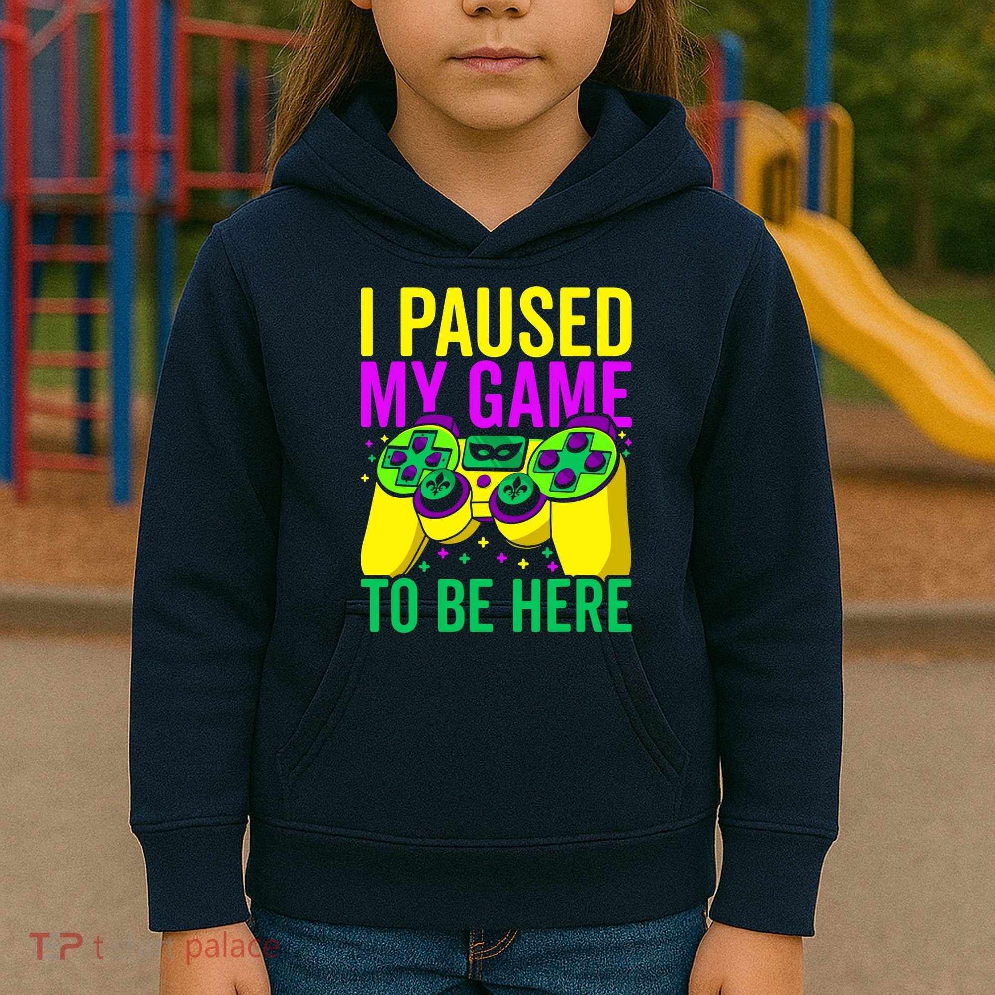 I Paused My Game To Be Here Video Game Beads Mardi Gras Kids Hoodie