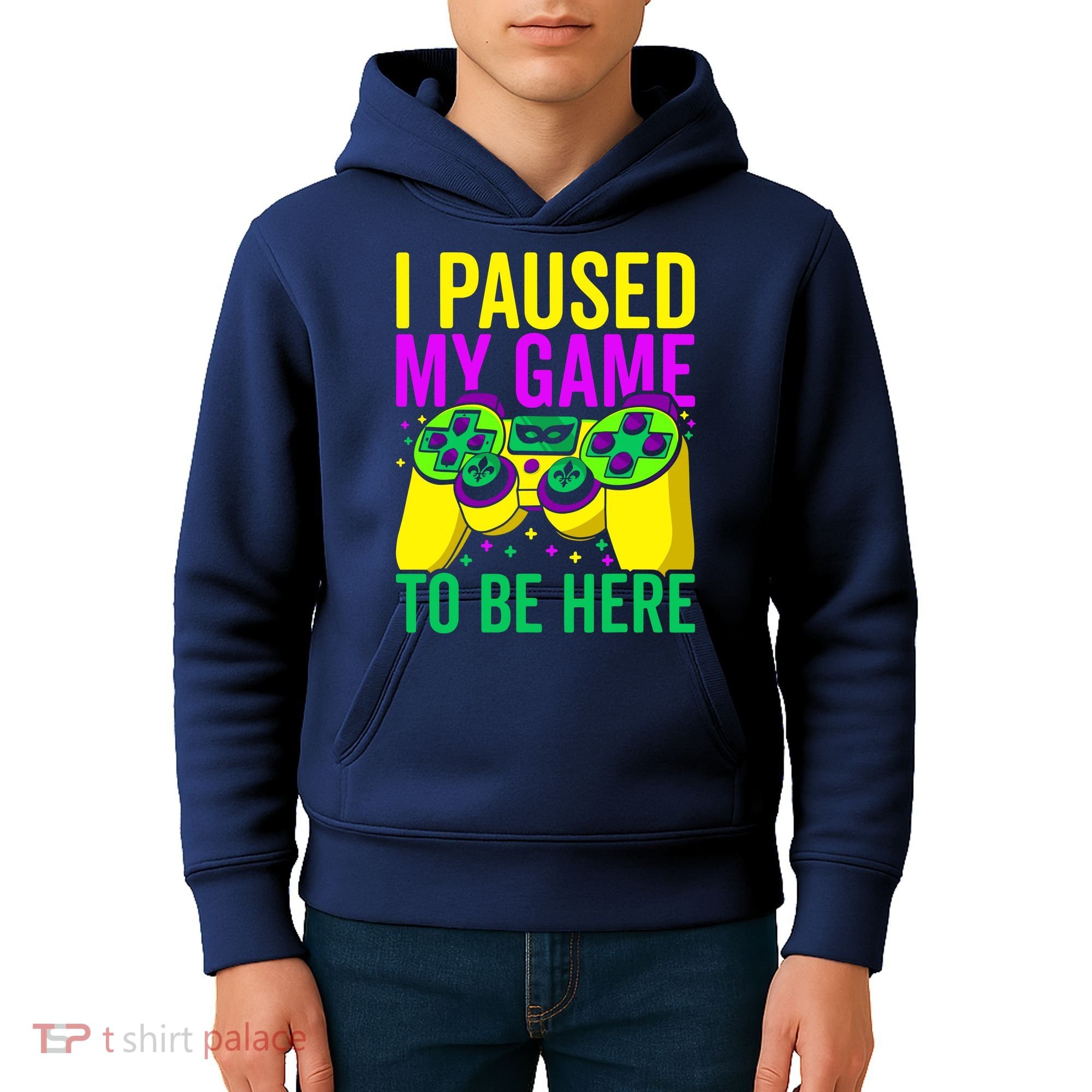 I Paused My Game To Be Here Video Game Beads Mardi Gras Kids Hoodie
