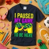 I Paused My Game To Be Here Video Game Beads Mardi Gras Kids T-Shirt thumb 3