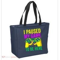 I Paused My Game To Be Here Video Game Beads Mardi Gras Tote Bag thumb 2