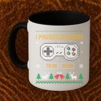 I Paused My Game To Be Here Gaming Ugly Christmas Sweater Gift Coffee Mug thumb 2