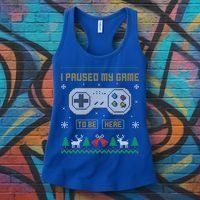 I Paused My Game To Be Here Gaming Ugly Christmas Sweater Gift Women's Tank Top thumb 3