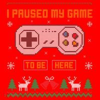 I Paused My Game To Be Here Gaming Ugly Christmas Sweater Gift Santa Hat thumb 1