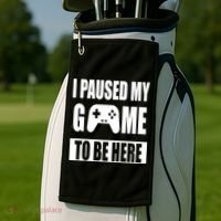 I Paused My Game To Be Here Golf Towel thumb 2