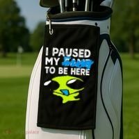 I Paused My Flug To Be Here Golf Towel thumb 2
