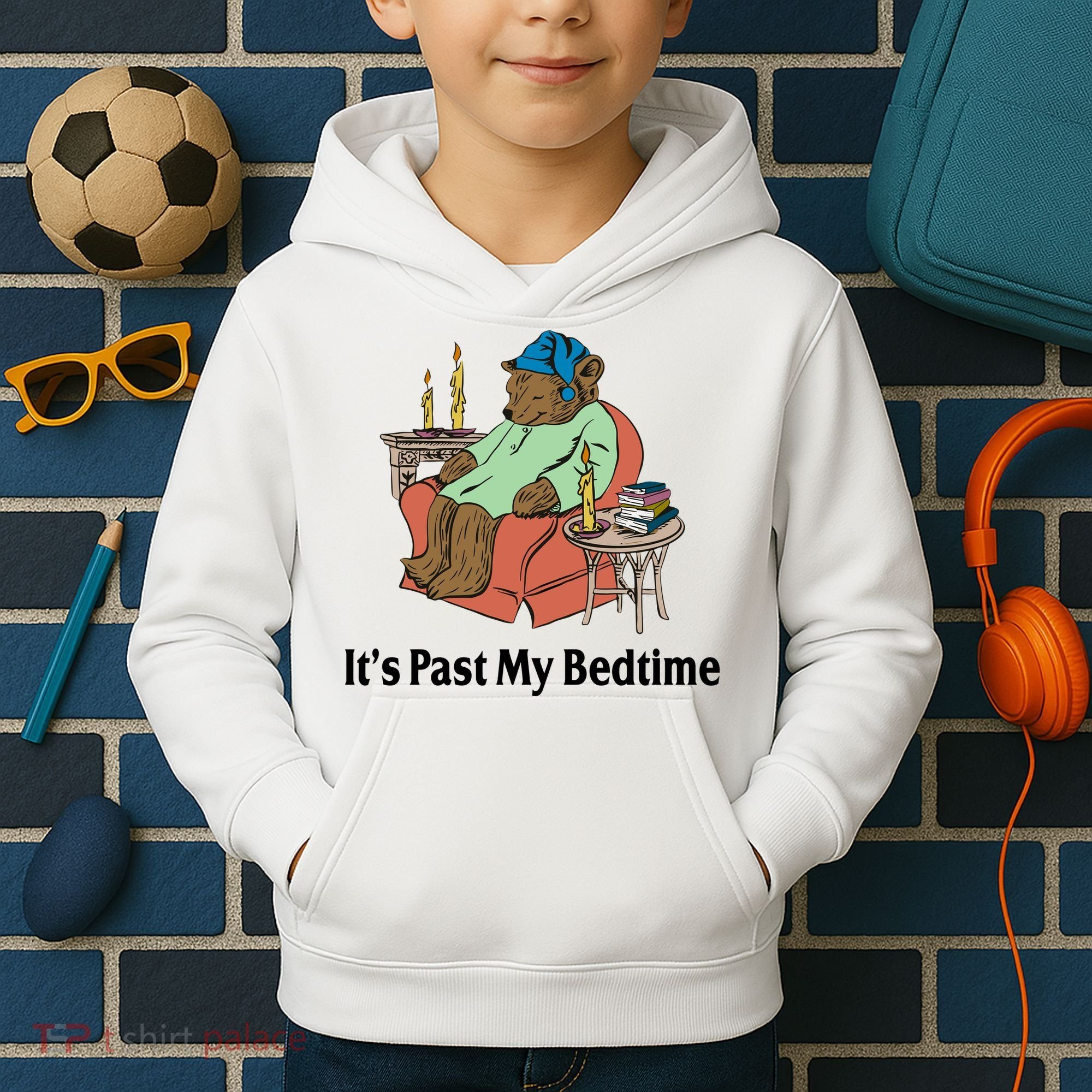 Its Past My Bedtime Funny Bear Kids Hoodie