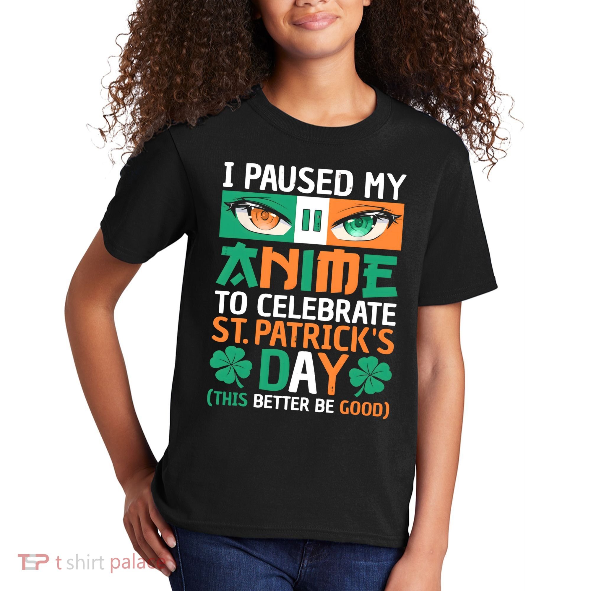 I Paused My Anime To Celebrate St Patricks Day Funny Anime Kids T-Shirt