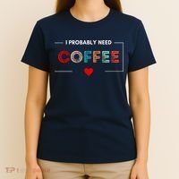 I Probably Need Coffee Funny Coffee Lover T-Shirt thumb 4