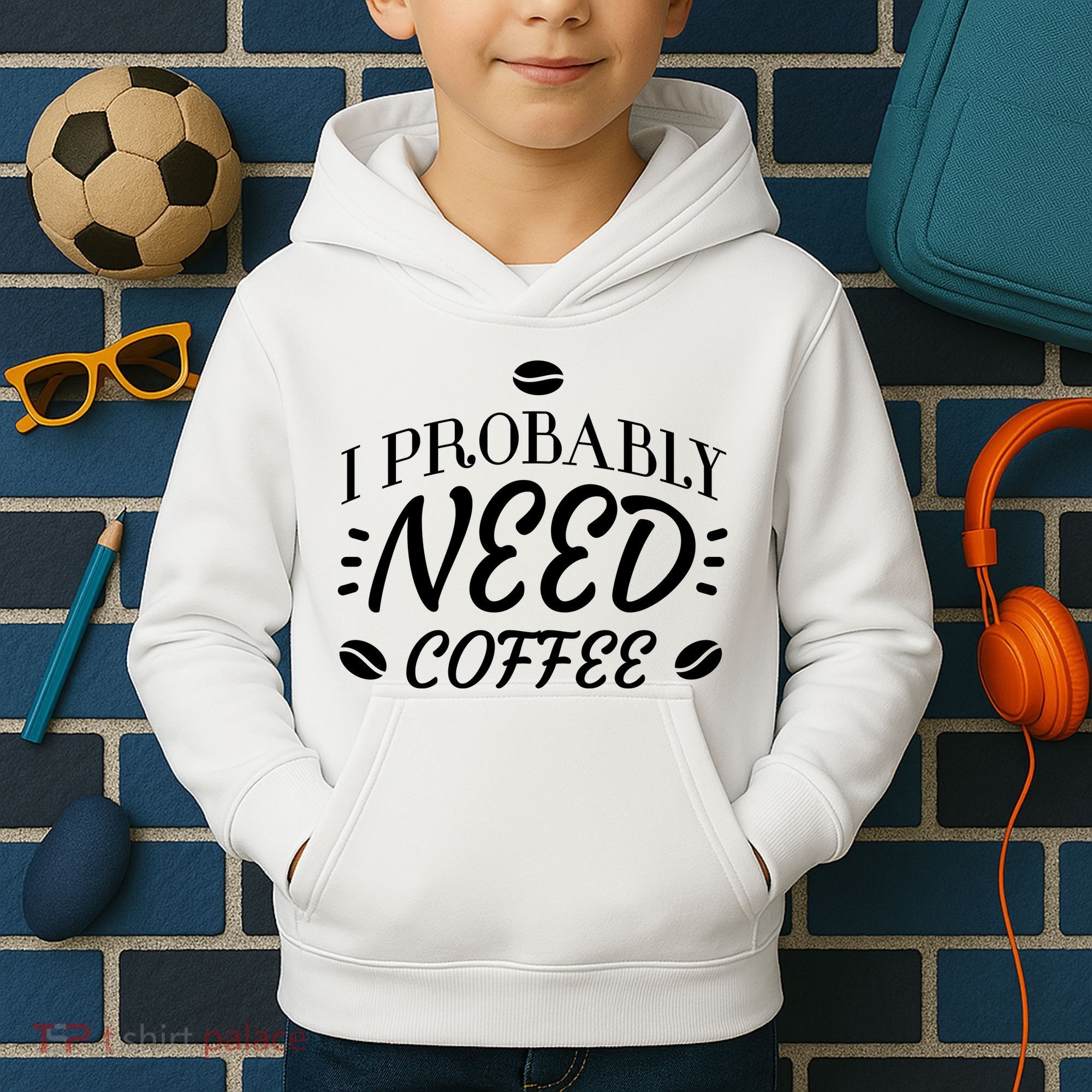 I Probably Need Coffee Kids Hoodie