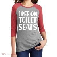 I Pee On Toilet Seats Women's Tri-Blend 3/4-Sleeve Raglan Shirt thumb 2