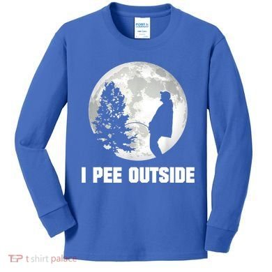 I Pee Outside I Love Peeing Outside Funny Camping Kids Long Sleeve Shirt