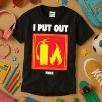 I Put Out Firefighter Fire Extinguisher I Put Out Fires Kids T-Shirt thumb 3