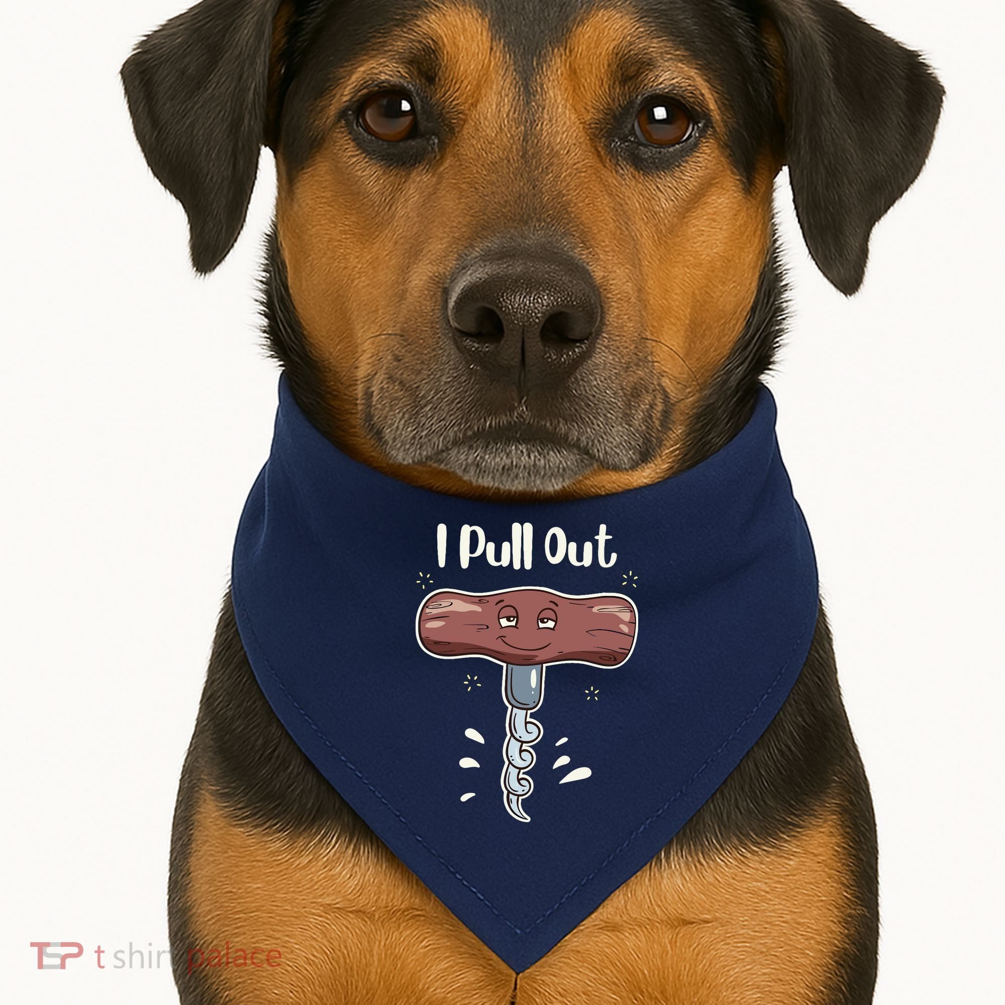 I Pull Out Wine Drinks Funny Corkscrew Meme Gift USA-Made Doggie Bandana