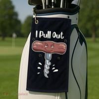 I Pull Out Wine Drinks Funny Corkscrew Meme Gift Golf Towel thumb 2