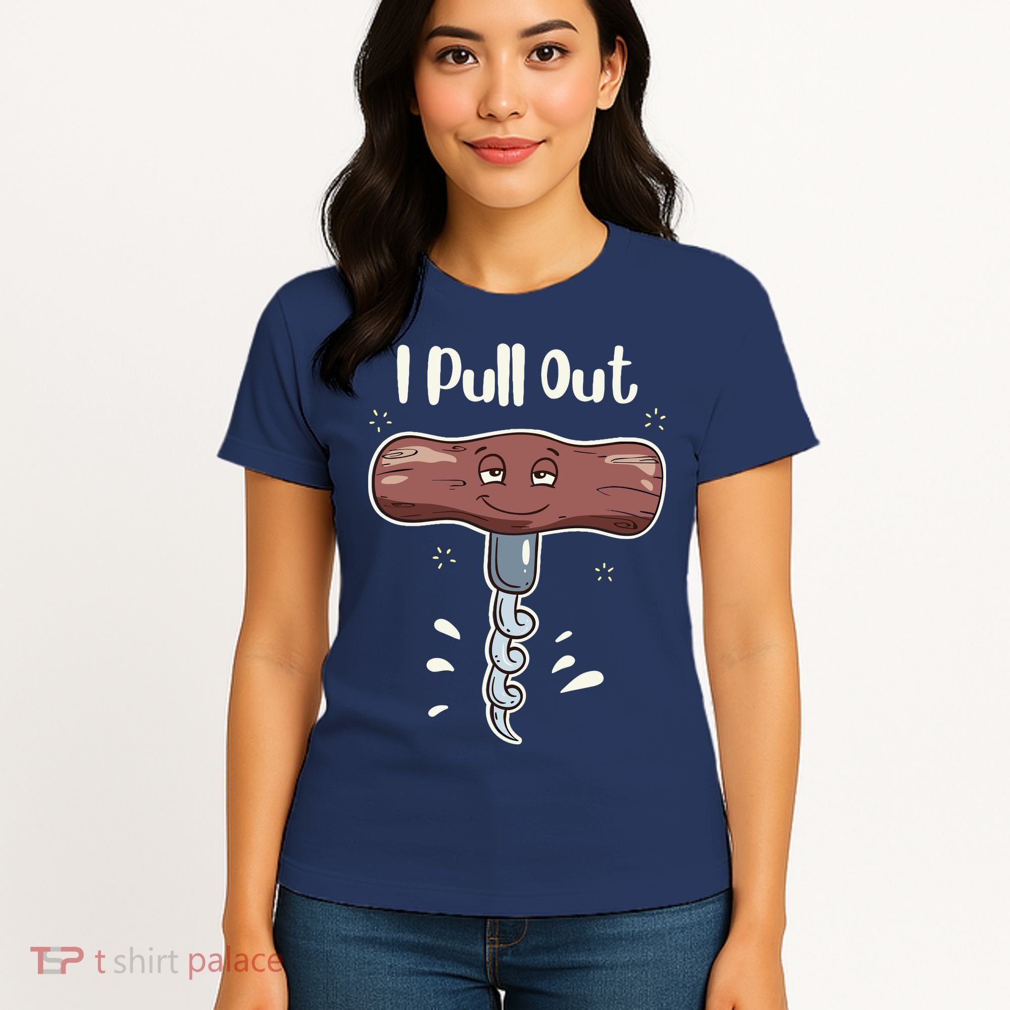 I Pull Out Wine Drinks Funny Corkscrew Meme Gift Women's T-Shirt