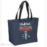 I Pull Out Wine Drinks Funny Corkscrew Meme Gift Tote Bag thumb 2