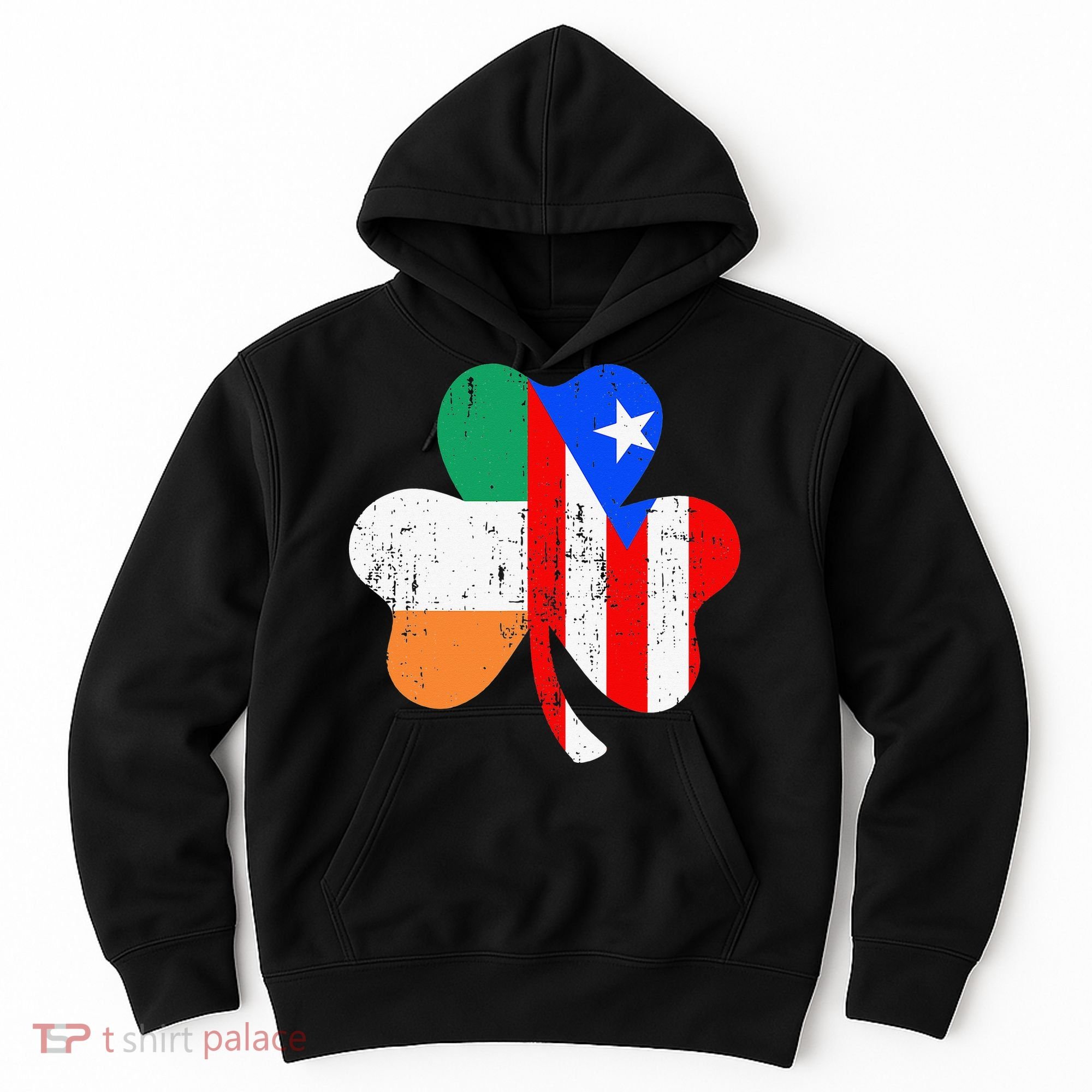 ireland puerto rico flag for rican Shamrock Hoodie