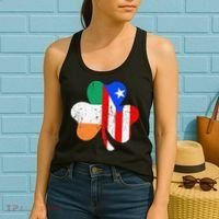ireland puerto rico flag for rican Shamrock Women's Tank Top thumb 2
