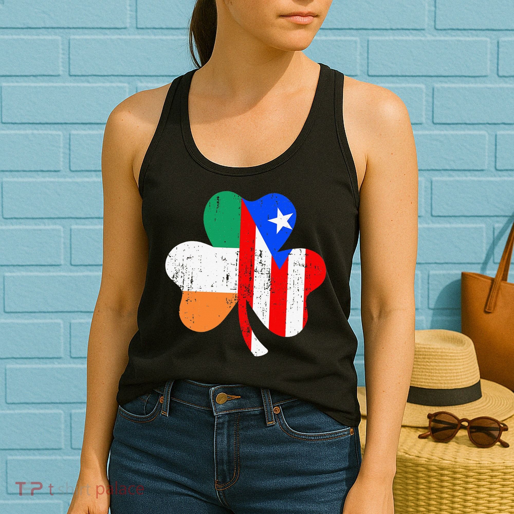 ireland puerto rico flag for rican Shamrock Women's Tank Top