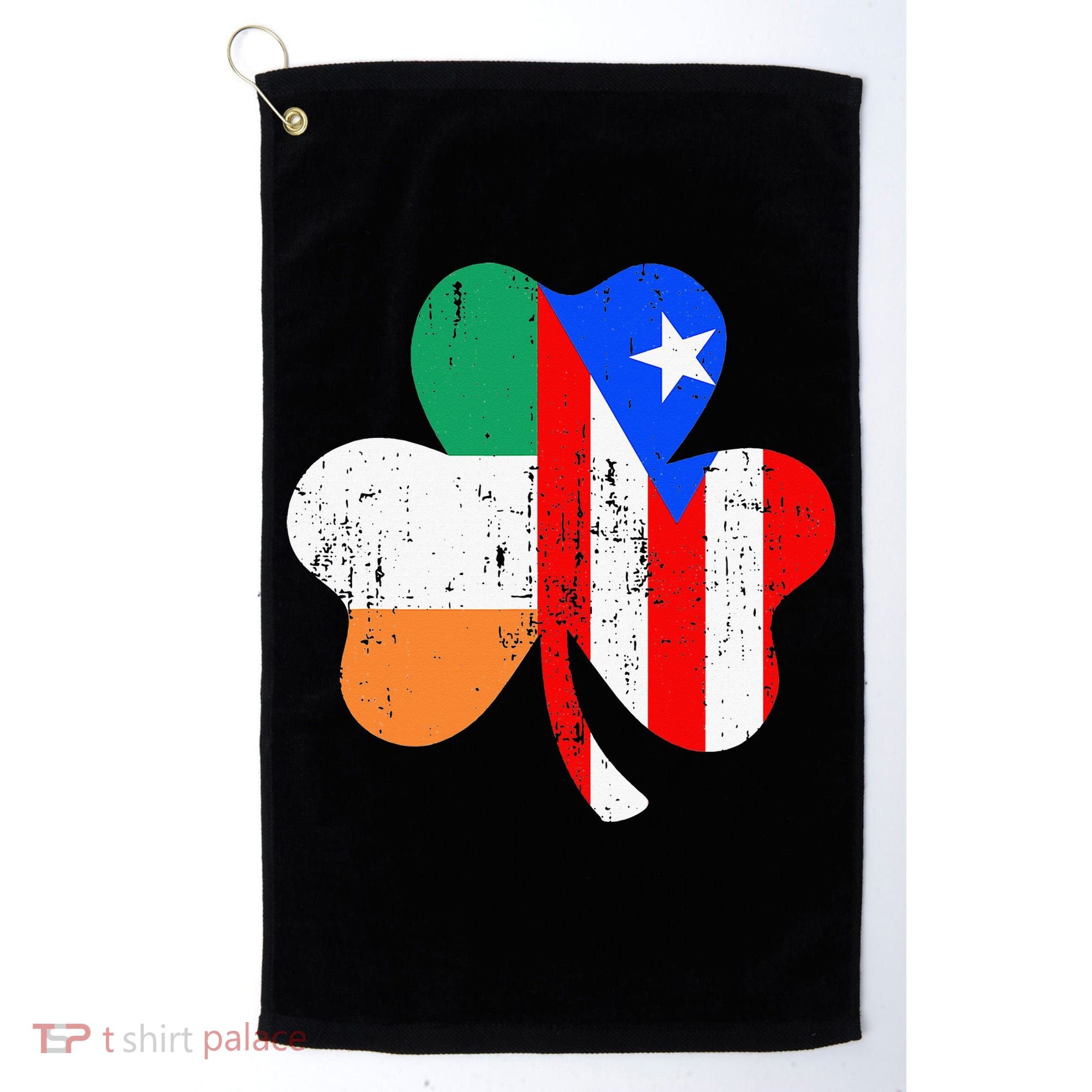 ireland puerto rico flag for rican Shamrock Golf Towel